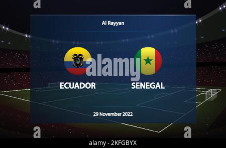Ecuador vs Senegal. Football tabellone segnapunti grafico calcio Illustrazione Vettoriale
