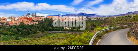 Viaggi e monumenti di Gran Canaria - splendida città di Aguimes. Migliori posti di Grand Canary Island Foto Stock