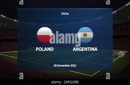 Polonia vs Argentina. Football tabellone segnapunti grafico calcio Illustrazione Vettoriale