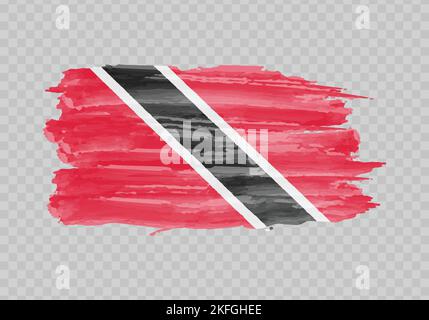 Bandiera di pittura di acquerello di Trinidad e Tobago. Traccia pennello disegno a mano Illustrazione Vettoriale