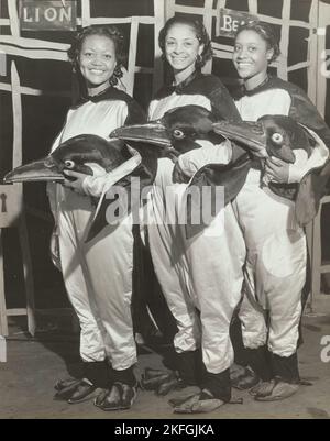 Dorothy Jones, Libby Robinson e Ruth Moore come pinguini, 1937. Foto Stock