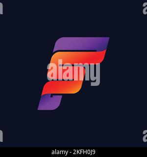 F S Letter Alphabet Modern Monogram Fire Power Digital Energy App Logo Illustrazione Vettoriale