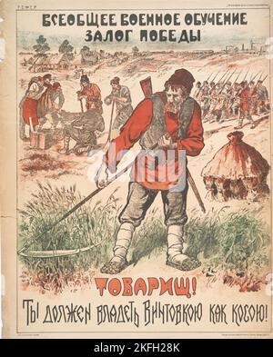 Compagni! /Peasant/You must possess a Rifle così come a Hoe, 1919. [Editore: Izd.Tsentr.UPR.Vseob.Voens.Obuch.Vseross.Glav. Shtaba; Place: Petrograd] titolo(i) aggiuntivo(i): Tovarshch, ty dolzhen vladet' vittovkoi, kak kosoi Foto Stock