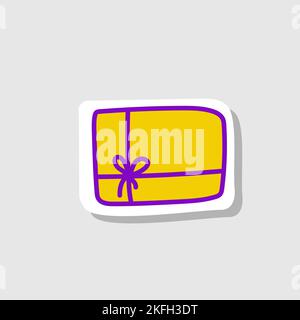 Clip per confezione regalo per adesivi, logo, carte, poster, scrapbooking. Vettore in stile cartoon disegnato a mano. Illustrazione Vettoriale