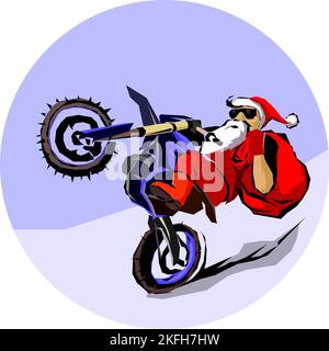 Babbo Natale in moto in Bicicletta illustrazione vettoriale Illustrazione Vettoriale
