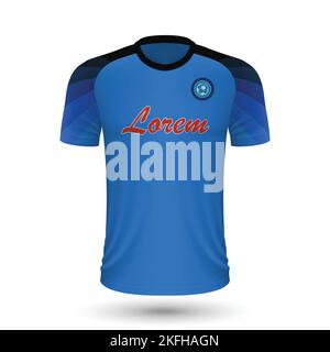 Maglia da calcio Napoli realistica, modello in maglia per la divisa da calcio 2022 Illustrazione Vettoriale