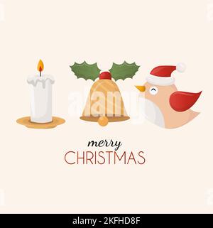 Natale decorazione ornamento icone set. Illustrazione isometrica delle icone ornamento decorazione di Natale. Foto Stock