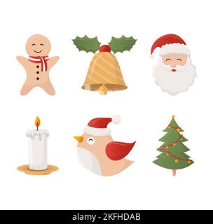 Natale decorazione ornamento icone set. Illustrazione isometrica delle icone ornamento decorazione di Natale. Foto Stock