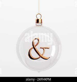 Vetro festivo natale appendere baubles. Con oro e commerciale. Rendering 3D Foto Stock