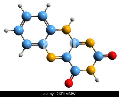3D immagine della formula scheletrica isoallossantina - struttura chimica molecolare del composto eterociclico pteridina isolato su sfondo bianco Foto Stock