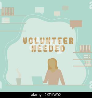 Calligrafia testo Volontario necessario, la foto concettuale bisogno di lavoro o di aiuto per l'organizzazione senza essere pagati Foto Stock