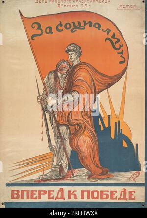 Giorno dei feriti Armata Rossa (2 novembre 1919) Avanti alla Vittoria, 1919-11-02. [Editore: Lit. Izd. Otdela Politupravleniia Revvoensoveta Respubliki; luogo: Mosca] titolo(i) aggiuntivo(i): Za sotsializm! Pobede di k Vmored Foto Stock