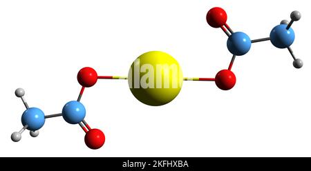 3D immagine di acetato di calcio formula scheletrica - struttura chimica molecolare di acetato di calce isolato su sfondo bianco Foto Stock