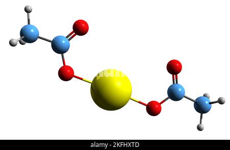 3D immagine di acetato di calcio formula scheletrica - struttura chimica molecolare di acetato di calce isolato su sfondo bianco Foto Stock