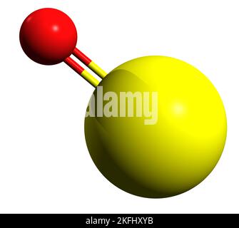 3D immagine della formula scheletrica dell'ossido di calcio - struttura chimica molecolare della calce bruciata isolata su sfondo bianco Foto Stock