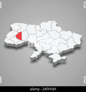 Ternopil Oblast. Posizione della regione all'interno dell'Ucraina mappa isometrica 3D Illustrazione Vettoriale