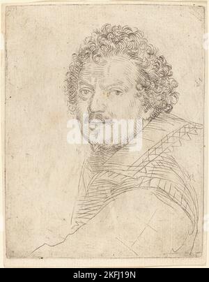 Un uomo con una moustache e un goatee, rivolto in avanti, 1620s. Foto Stock