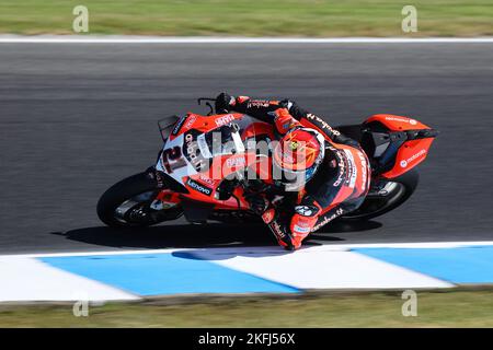 PHILLIP ISLAND, AUSTRALIA - NOVEMBRE 18: Michael Ruben Rinaldi d'Italia su Aruba.IT Racing - Ducati Ducati durante la 2022 FIM World Superbike Cha Foto Stock