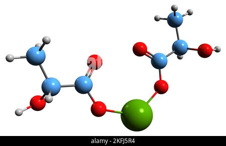 3D immagine di formula scheletrica - struttura chimica molecolare dell'integratore minerale isolato su sfondo bianco Foto Stock