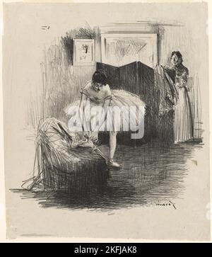 Ballerina Tying Her Slipper, c.. 1891. Foto Stock