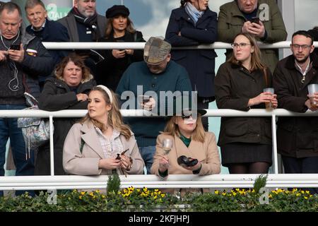 Ascot, Berkshire, Regno Unito. 18th Novembre 2022. Racegoers godendo il sole pomeridiano all'ippodromo di Ascot. Credit: Maureen McLean/Alamy Live News Foto Stock