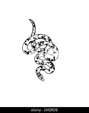 Disegno a mano di un serpente. Può essere utilizzato per il tatuaggio Foto Stock