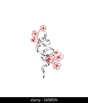 Disegno a mano di un serpente. Può essere utilizzato per il tatuaggio Foto Stock