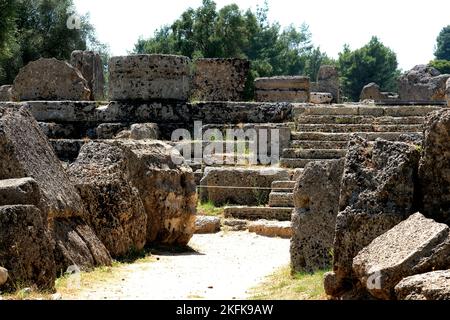 Le rovine dell'antica Olimpia in Grecia Foto Stock