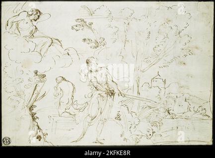 Sacrificio di Isacco (recto); sogno di Giacobbe (verso), 1613/20. Foto Stock