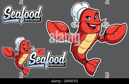 Ristorante di pesce Mascot Illustrazione Vettoriale