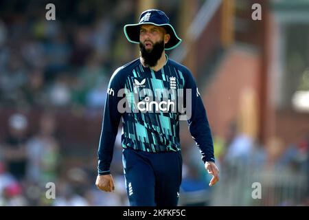 Moeen Ali guarda avanti durante il Dettol Series 2nd ODI match Australia vs Inghilterra a SCG, Sydney, Australia, 19th novembre 2022 (Foto di Patrick Hoelscher/News Images) a Sydney, Australia il 11/19/2022. (Foto di Patrick Hoelscher/News Images/Sipa USA) Foto Stock