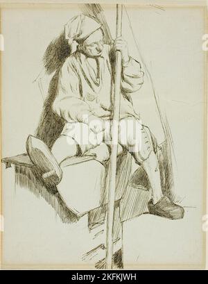 Uomo seduto, personale in mano sinistra, 1860/69. Attribuito a Charles Samuel Keene. Foto Stock