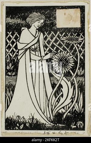 Studio decorativo: Donna con girasoli, 1892/98. Attribuito a Aubrey Beardsley. Foto Stock