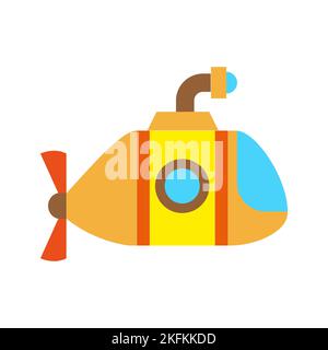Illustrazione vettoriale di un'auto giocattolo in uno stile piatto. Icona di un sottomarino Illustrazione Vettoriale