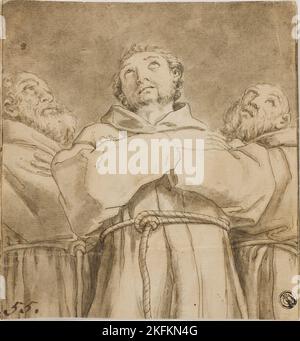 San Francesco d'Assisi, con due monaci del suo Ordine, dopo il 1611/12. Foto Stock