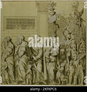 Trionfi di Giulio Cesare: Tela n. VII, 18th ° secolo. Prigionieri. Sfilata militare trionfale che celebra la vittoria di Giulio Cesare nelle Guerre galliche. Foto Stock