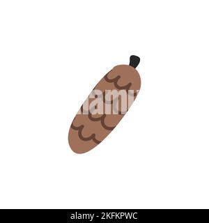 Pineconec doodle. Coni di abete rosso e pino disegnati a mano isolati. Clipart vettoriale in un semplice stile cartoon. Illustrazione Vettoriale