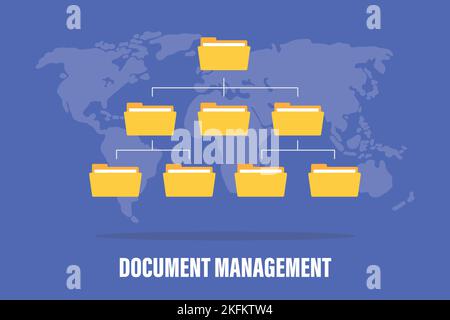 concetto di sistema di gestione documenti dms con struttura a cartelle con illustrazione vettoriale di stile piatto moderno Foto Stock