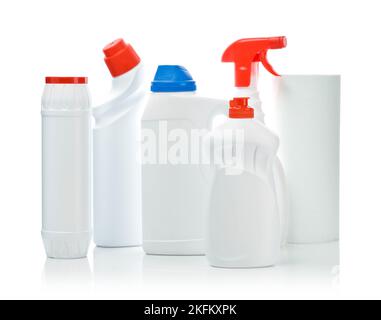 Grande composizione di pulizia di bottiglie Foto Stock