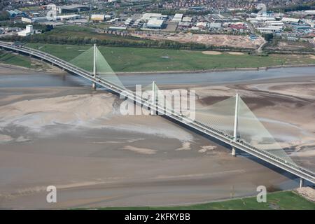 Il ponte a pedaggio Mersey Gateway, Halton, 2021. Foto Stock