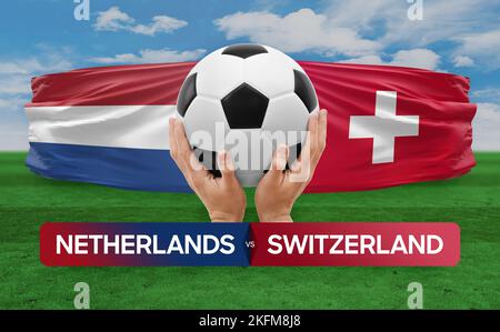 Paesi Bassi vs Svizzera nazionale squadre calcio partita di calcio concetto di competizione. Foto Stock