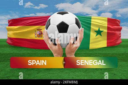 Spagna vs Senegal nazionale squadre calcio partita di competizione concetto. Foto Stock