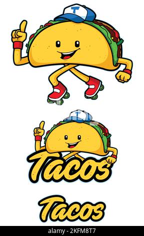 Mascotte acute di tacos Illustrazione Vettoriale