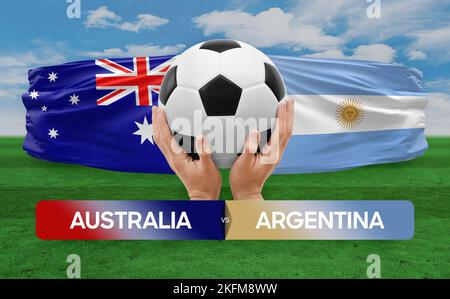Australia vs Argentina nazionale squadre calcio partita concetto di competizione. Foto Stock