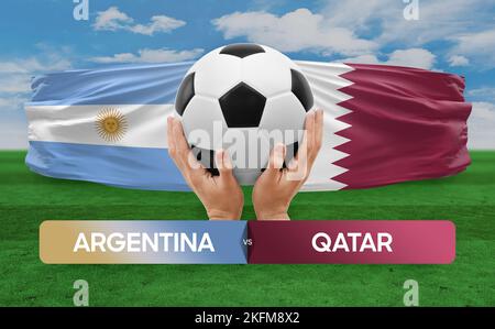 Argentina vs Qatar squadre nazionali calcio partita di calcio concetto di competizione. Foto Stock