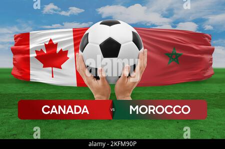 Canada vs Marocco nazionale squadre calcio partita di calcio concetto di competizione. Foto Stock