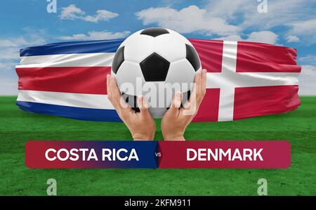 Costa Rica vs Danimarca nazionale squadre calcio partita di competizione concetto. Foto Stock