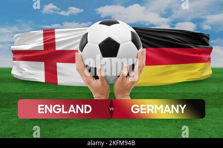 Inghilterra vs Germania nazionale squadre calcio partita di calcio concetto di competizione. Foto Stock