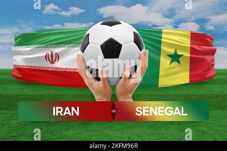 Iran vs Senegal nazionale squadre calcio partita di competizione concetto. Foto Stock