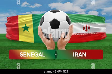 Senegal vs Iran nazionale squadre calcio partita di competizione concetto. Foto Stock